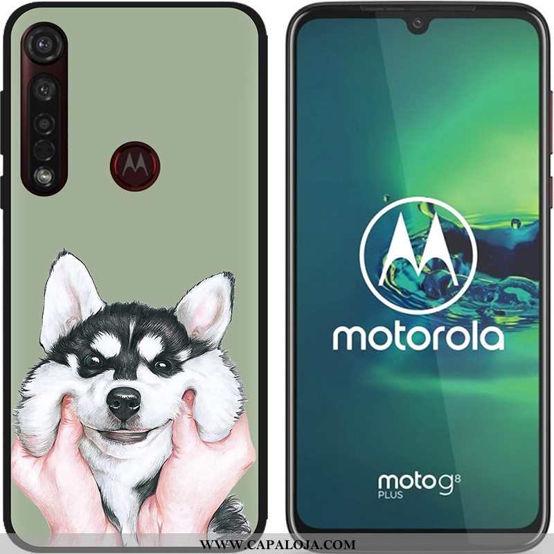 Capa Moto G8 Plus Soft Pu Pintado Telemóvel Azul, Capas Moto G8 Plus Fosco Barato