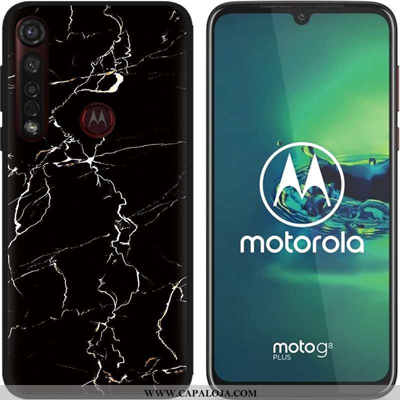 Capa Moto G8 Plus Soft Pu Pintado Telemóvel Azul, Capas Moto G8 Plus Fosco Barato