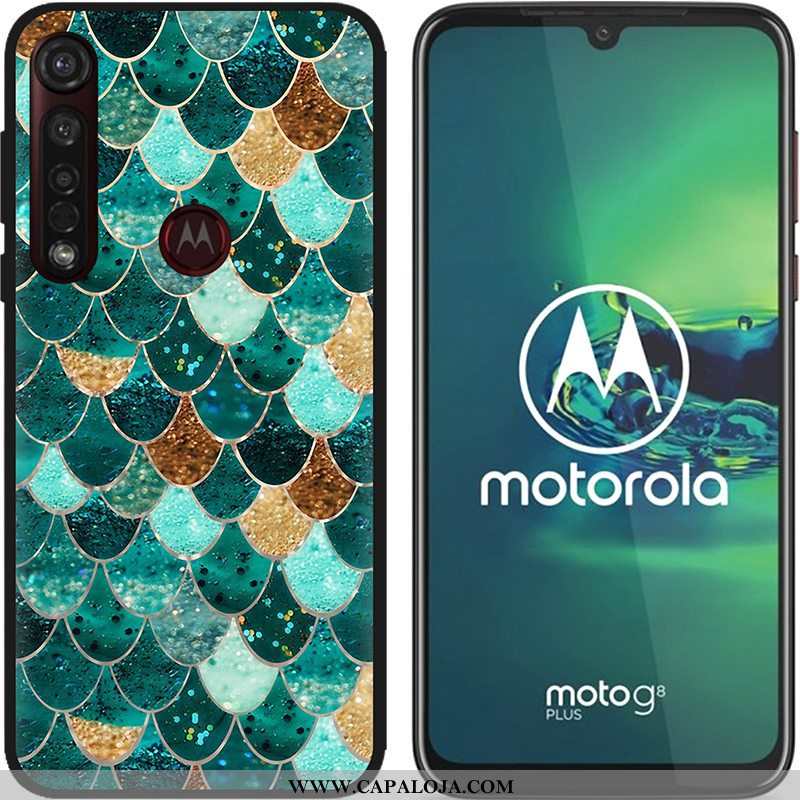 Capa Moto G8 Plus Soft Pu Pintado Telemóvel Azul, Capas Moto G8 Plus Fosco Barato