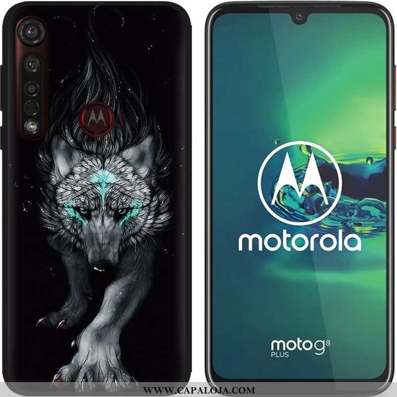 Capa Moto G8 Plus Soft Pu Pintado Telemóvel Azul, Capas Moto G8 Plus Fosco Barato