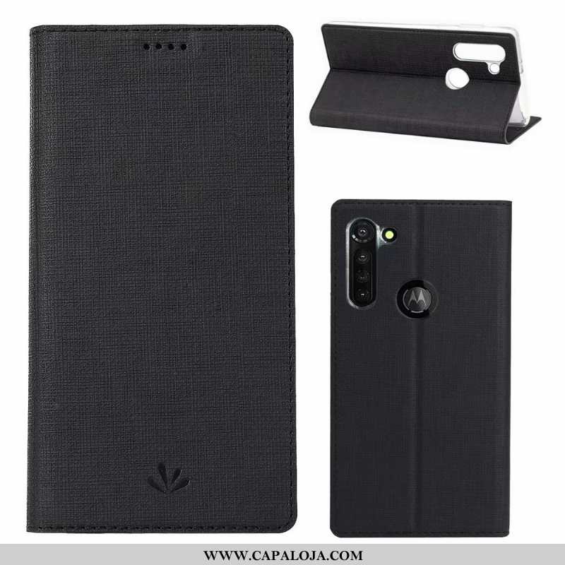 Capa Moto G8 Power Couro Telemóvel Cinza Tecido, Capas Moto G8 Power Protetoras Promoção