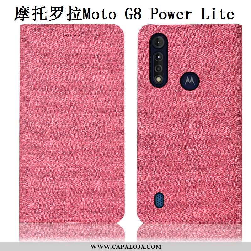 Capa Moto G8 Power Lite Couro Cases Rosa Antiqueda, Capas Moto G8 Power Lite Linho Venda