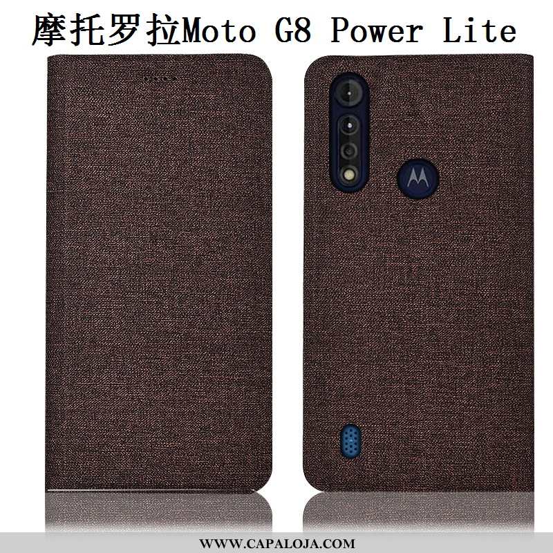 Capa Moto G8 Power Lite Couro Cases Rosa Antiqueda, Capas Moto G8 Power Lite Linho Venda