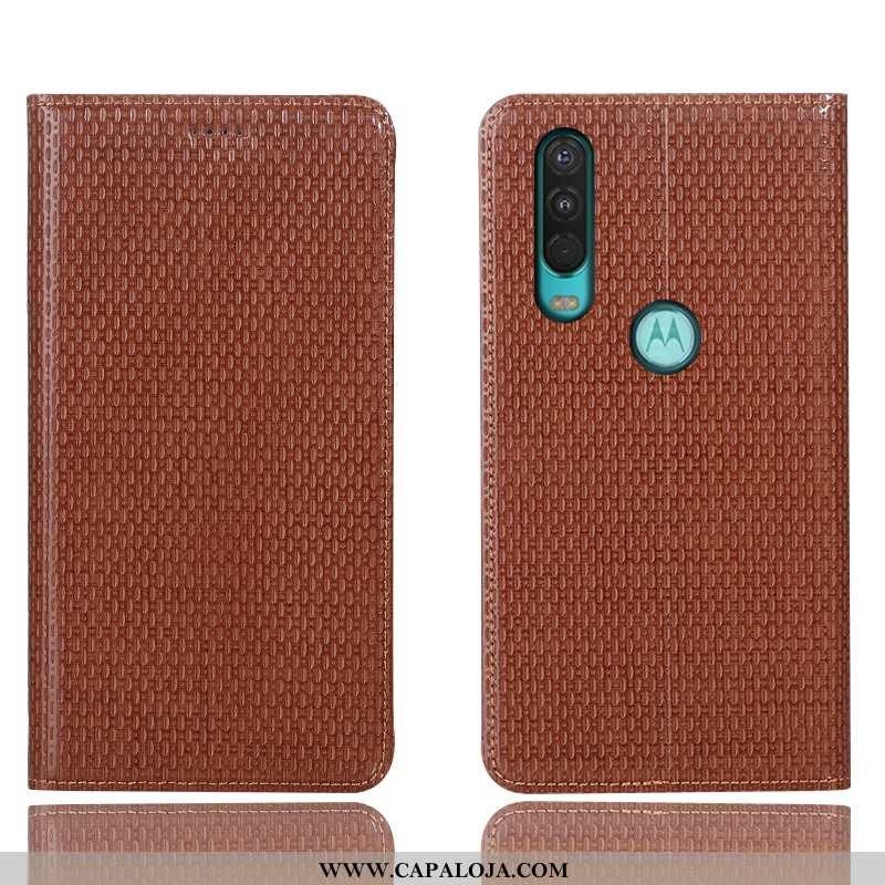 Capa Motorola One Action Couro Genuíno Cases Antiqueda Cover Azul Escuro, Capas Motorola One Action 