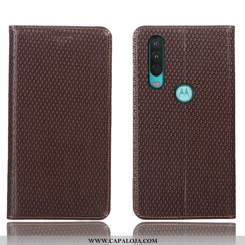 Capa Motorola One Action Couro Genuíno Cases Antiqueda Cover Azul Escuro, Capas Motorola One Action 