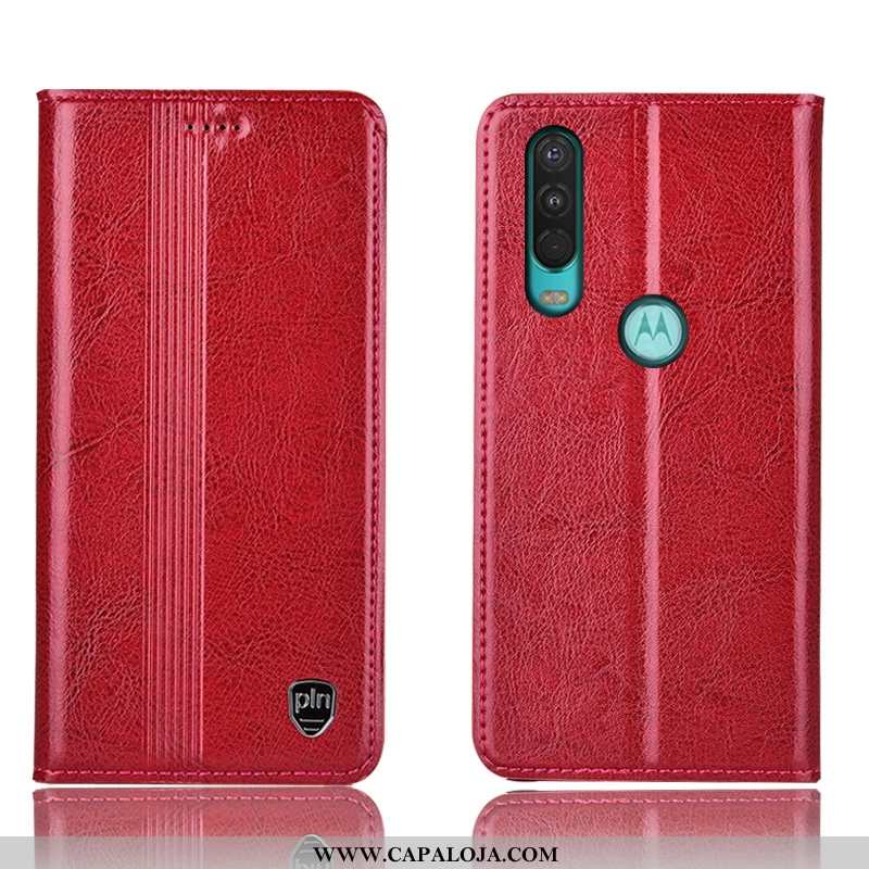 Capa Motorola One Action Couro Legitimo Capas Vermelha Telemóvel Vermelho, Motorola One Action Prote