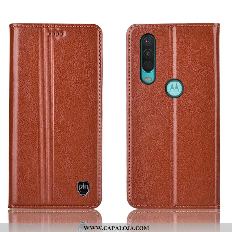 Capa Motorola One Action Couro Legitimo Capas Vermelha Telemóvel Vermelho, Motorola One Action Prote