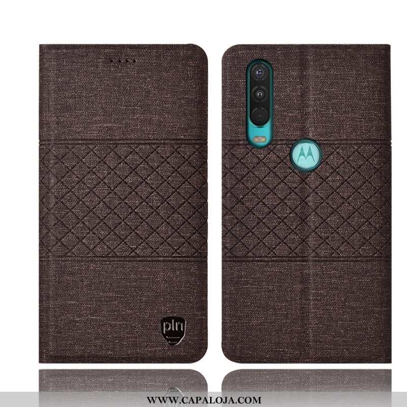 Capa Motorola One Action Linho Antiqueda Completa Cases Preto, Capas Motorola One Action Couro Compr