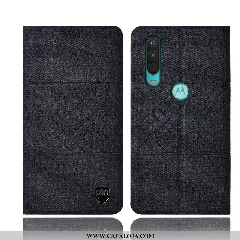 Capa Motorola One Action Linho Antiqueda Completa Cases Preto, Capas Motorola One Action Couro Compr