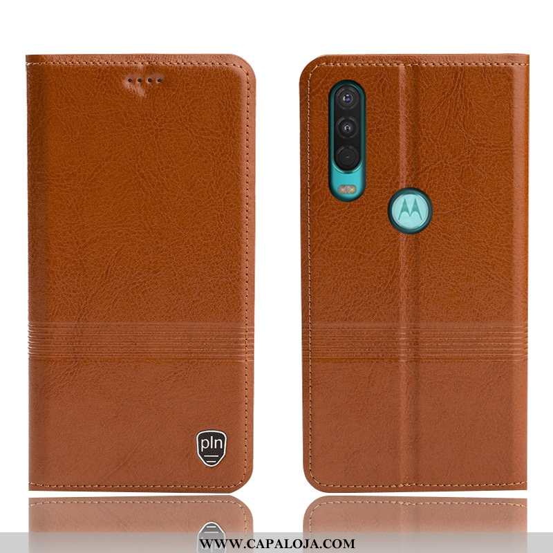 Capa Motorola One Action Protetoras Completa Cover Capas Preto, Motorola One Action Couro Legitimo B