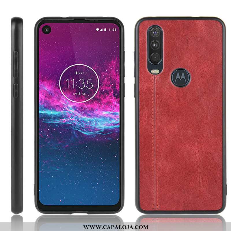 Capa Motorola One Action Protetoras Fio Telemóvel Vermelha Vermelho, Capas Motorola One Action Vaca 