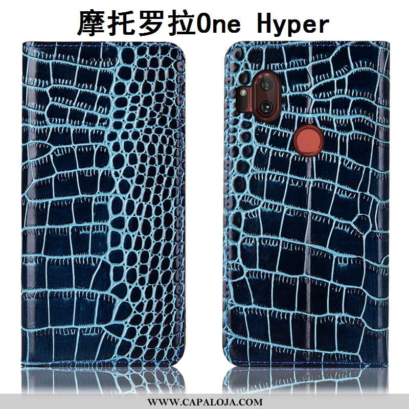 Capa Motorola One Hyper Couro Genuíno Cases Telemóvel Crocs Castanho, Capas Motorola One Hyper Prote