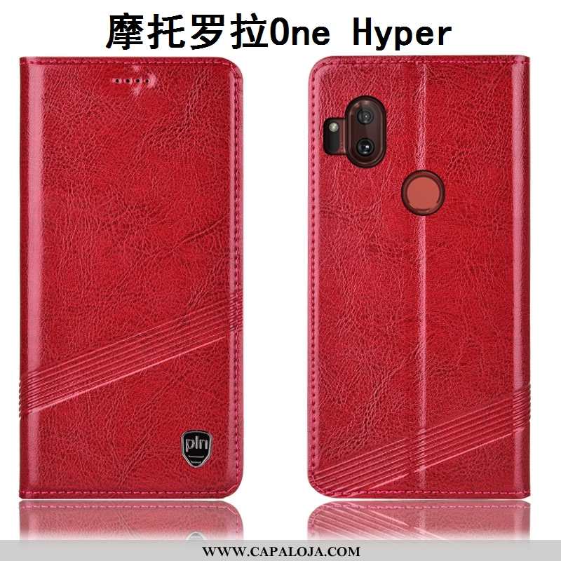 Capa Motorola One Hyper Couro Genuíno Marrom Telemóvel Cover Castanho, Capas Motorola One Hyper Prot