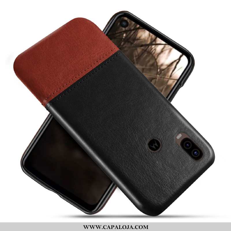 Capa Motorola One Vision Couro Telemóvel Capas Cases Castanho, Motorola One Vision Protetoras Online