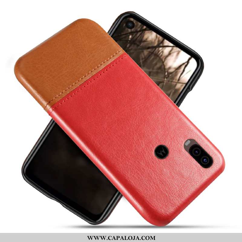 Capa Motorola One Vision Couro Telemóvel Capas Cases Castanho, Motorola One Vision Protetoras Online