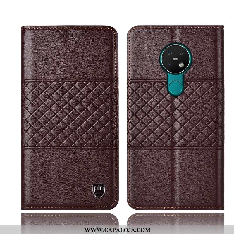 Capa Nokia 2.3 Couro Legitimo Marrom Cases Antiqueda Castanho, Capas Nokia 2.3 Protetoras Baratos