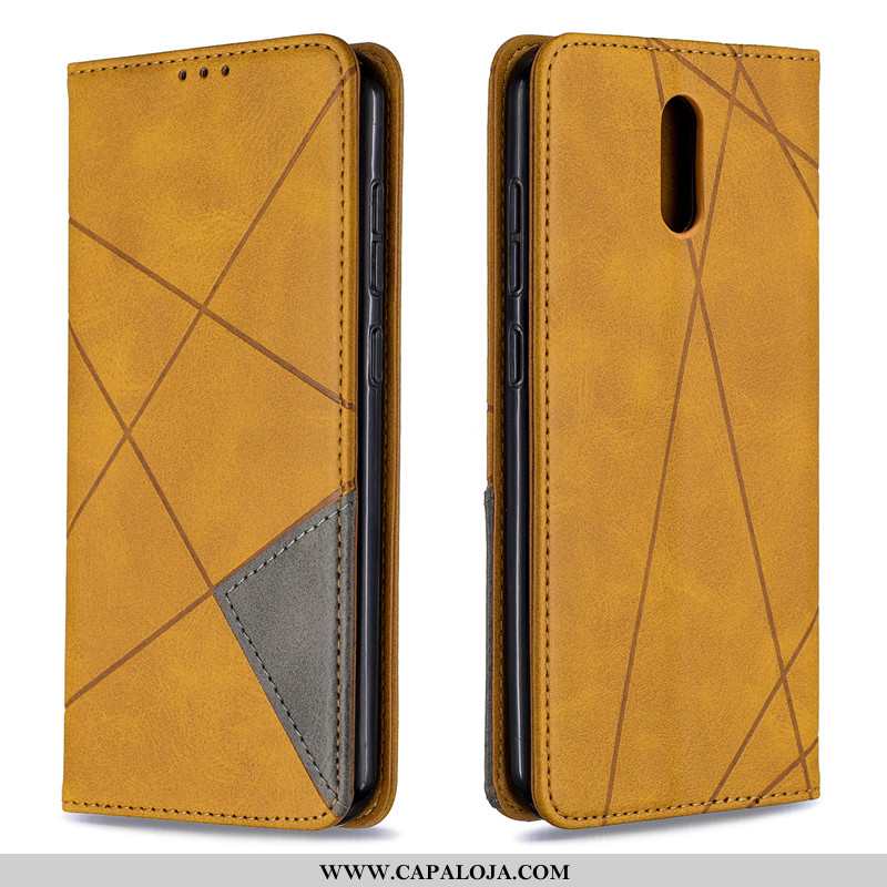 Capa Nokia 2.3 Protetoras Couro Minimalista Amarela Amarelo, Capas Nokia 2.3 Cordao Baratas