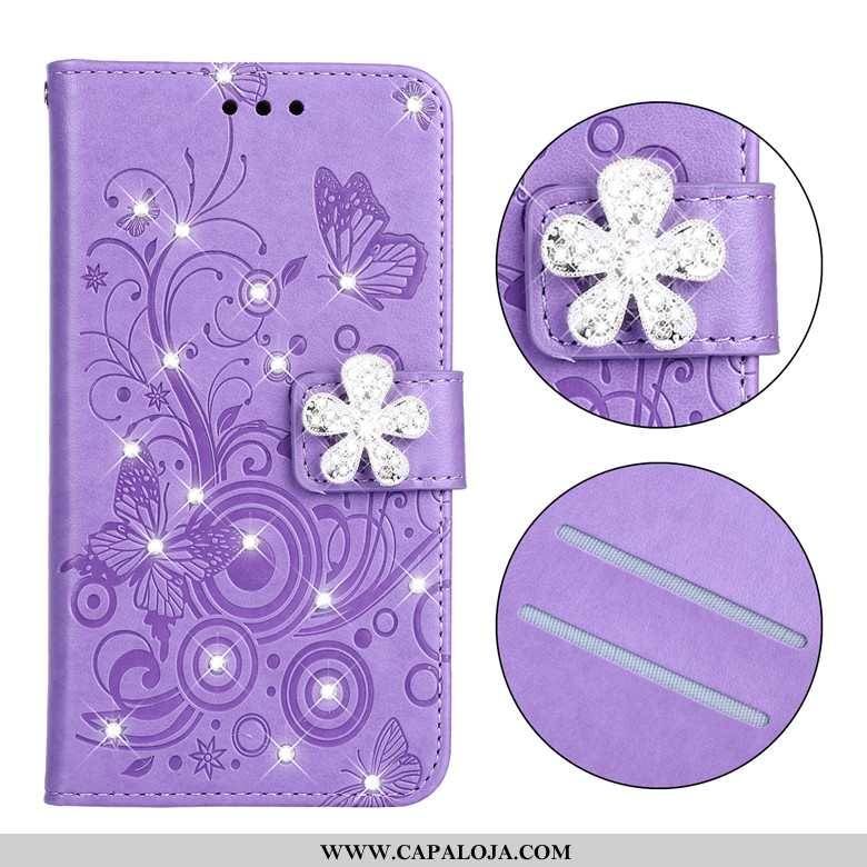 Capa Nokia 3.2 Soft Capas Florido Couro Roxo, Nokia 3.2 Protetoras Barato