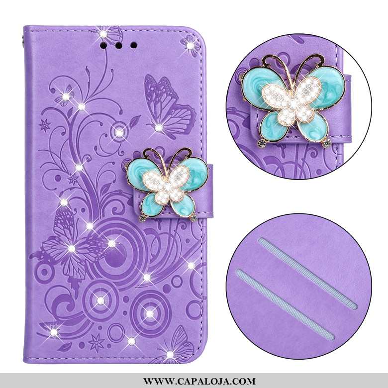 Capa Nokia 3.2 Soft Capas Florido Couro Roxo, Nokia 3.2 Protetoras Barato