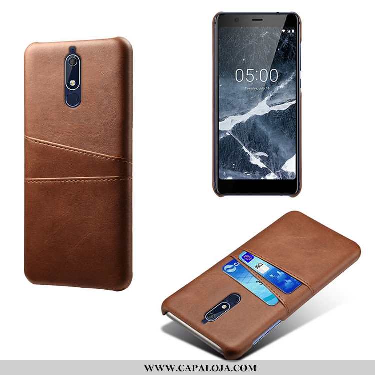 Capa Nokia 5.1 Personalizado Cases Vaca Telinha Castanho, Capas Nokia 5.1 Couro Baratos