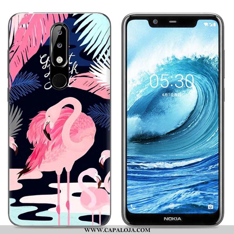 Capa Nokia 5.1 Plus Criativas Telemóvel Antiqueda Pintado Rosa, Capas Nokia 5.1 Plus Desenho Animado