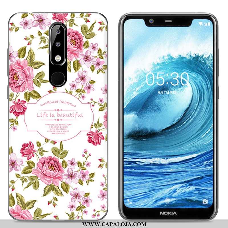 Capa Nokia 5.1 Plus Criativas Telemóvel Antiqueda Pintado Rosa, Capas Nokia 5.1 Plus Desenho Animado