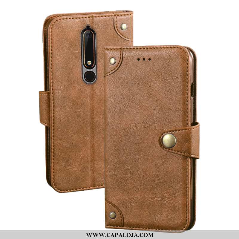 Capa Nokia 6.1 Carteira 2020 Capas Protetoras Caqui, Nokia 6.1 Couro Promoção