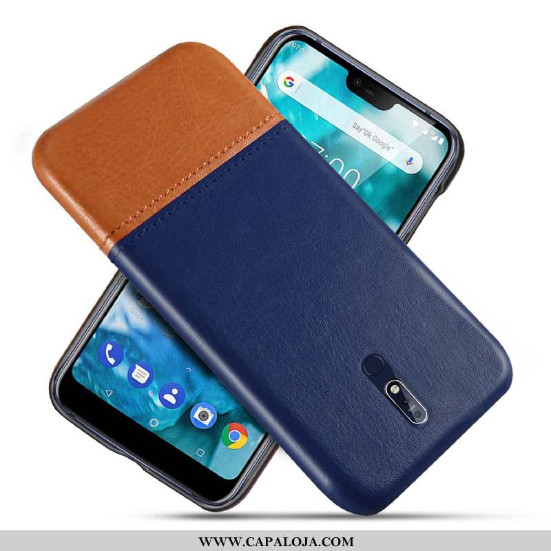 Capa Nokia 7.1 Couro Masculino Nova Antiqueda Azul, Capas Nokia 7.1 Protetoras Baratas