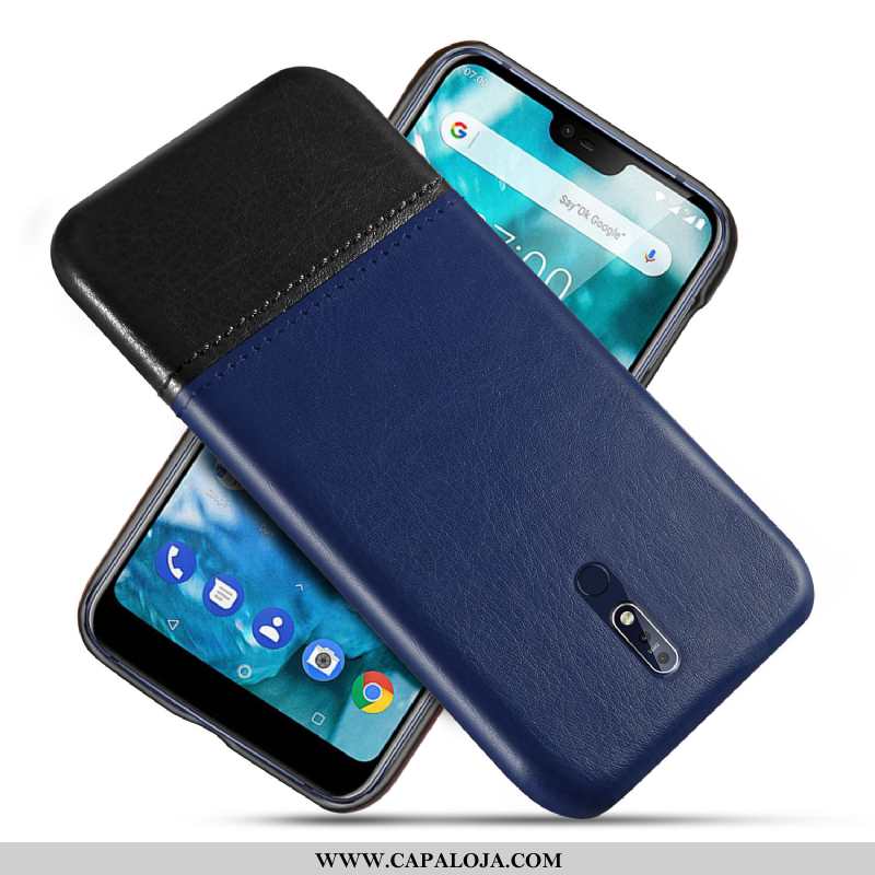 Capa Nokia 7.1 Couro Masculino Nova Antiqueda Azul, Capas Nokia 7.1 Protetoras Baratas