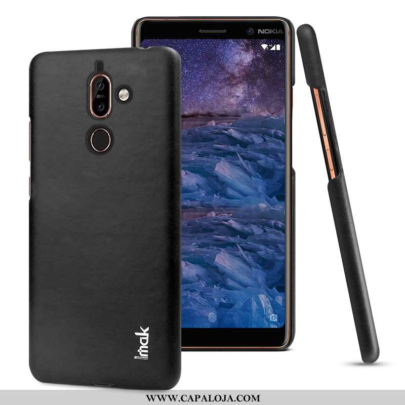 Capa Nokia 7 Plus Couro Preto Cases Capas, Nokia 7 Plus Protetoras Barato