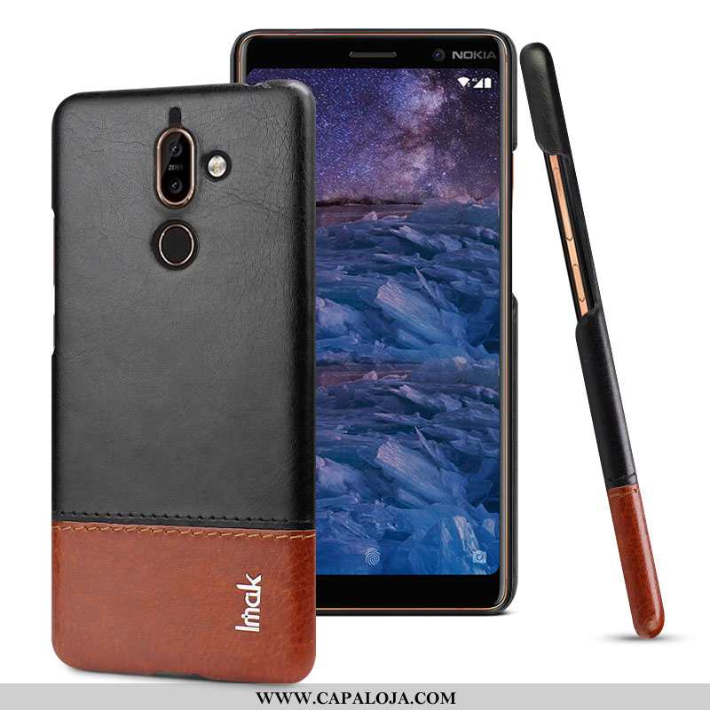 Capa Nokia 7 Plus Couro Preto Cases Capas, Nokia 7 Plus Protetoras Barato