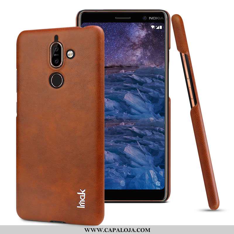 Capa Nokia 7 Plus Couro Preto Cases Capas, Nokia 7 Plus Protetoras Barato