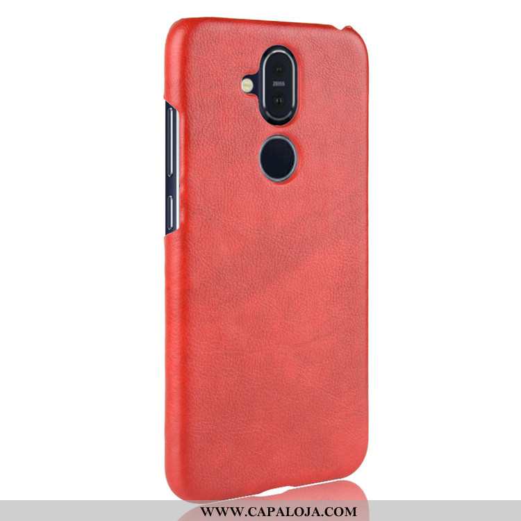 Capa Nokia 8.1 Protetoras Capas Couro Cases Cinza, Nokia 8.1 Retro Barato