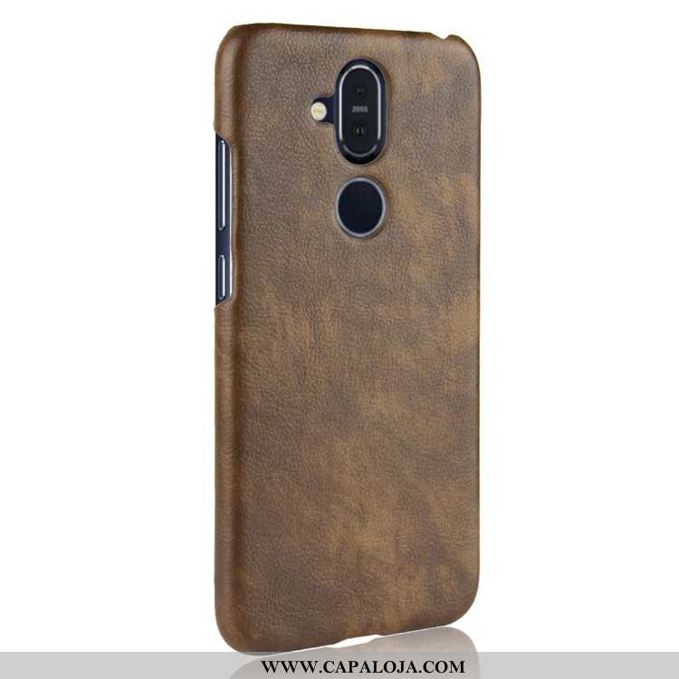 Capa Nokia 8.1 Protetoras Capas Couro Cases Cinza, Nokia 8.1 Retro Barato