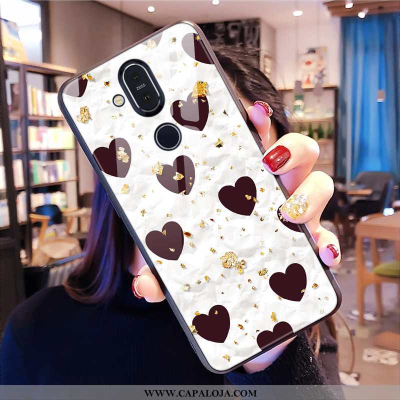 Capa Nokia 8.1 Vidro Leopardo Capas Feminino Vermelho, Nokia 8.1 Telemóvel Baratos