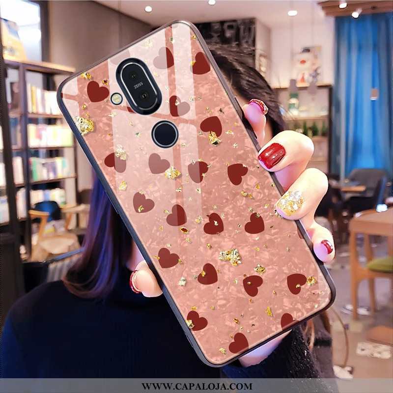 Capa Nokia 8.1 Vidro Leopardo Capas Feminino Vermelho, Nokia 8.1 Telemóvel Baratos