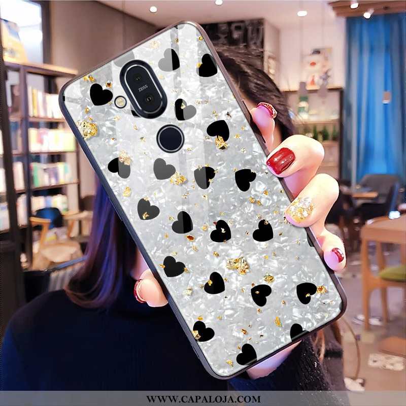 Capa Nokia 8.1 Vidro Leopardo Capas Feminino Vermelho, Nokia 8.1 Telemóvel Baratos