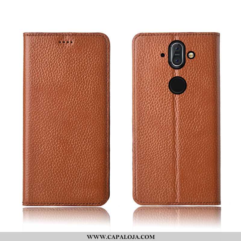 Capa Nokia 8 Sirocco Silicone Soft Cover Antiqueda Castanho, Capas Nokia 8 Sirocco Couro Genuíno Bar