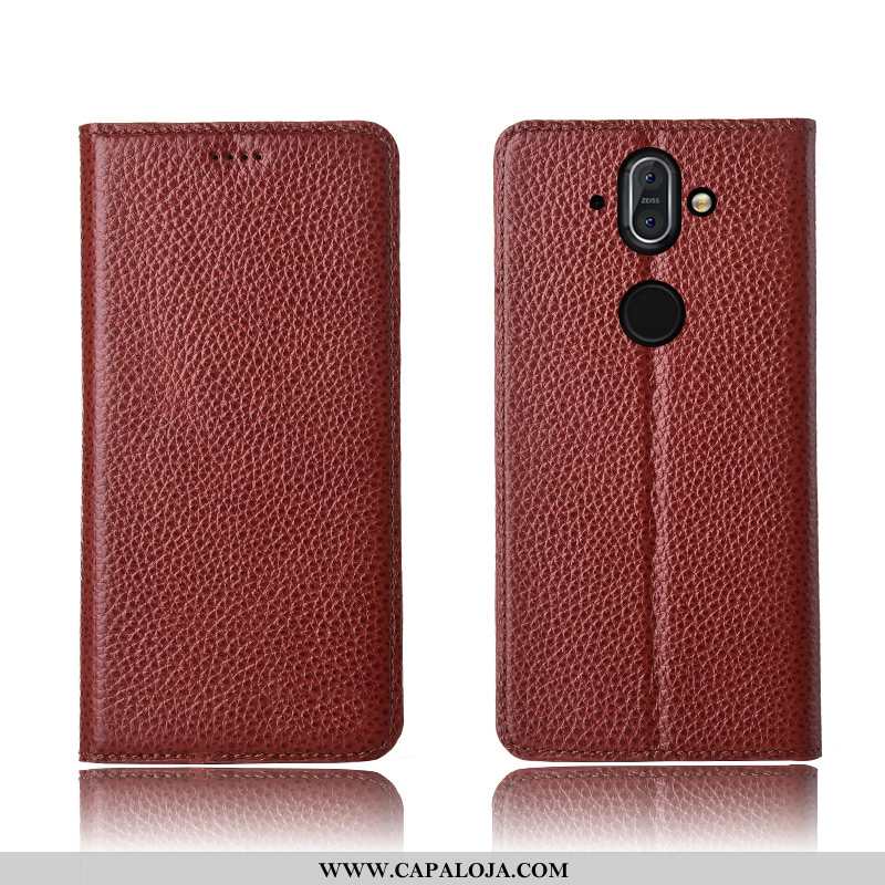 Capa Nokia 8 Sirocco Silicone Soft Cover Antiqueda Castanho, Capas Nokia 8 Sirocco Couro Genuíno Bar