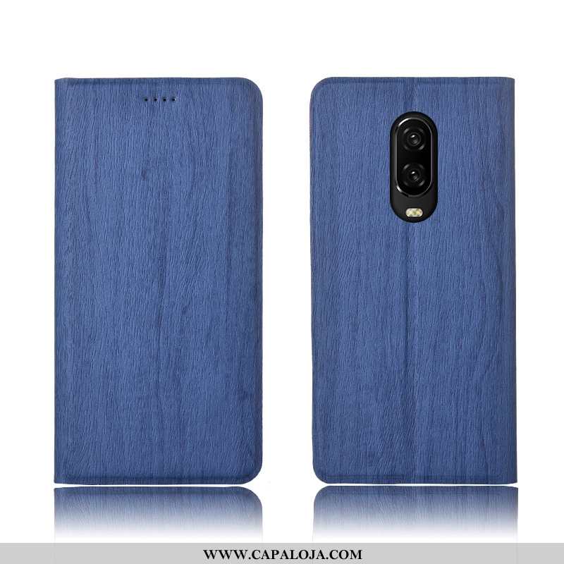 Capa Oneplus 6t Couro Cover Protetoras Masculino Azul Escuro, Capas Oneplus 6t Soft Barato