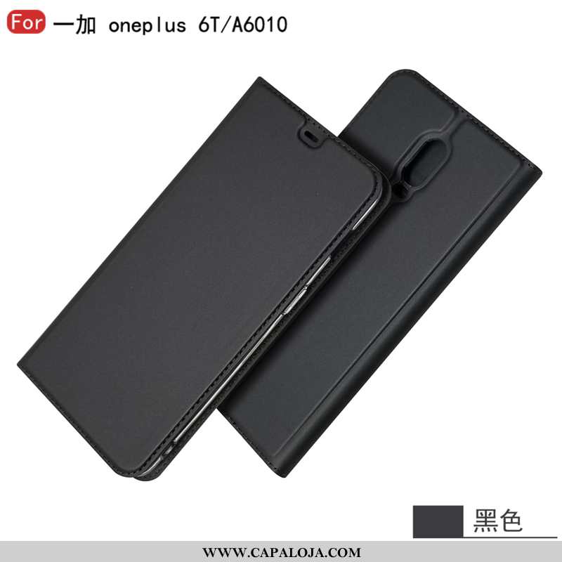 Capa Oneplus 6t Couro Preto Completa Telemóvel, Capas Oneplus 6t Protetoras Baratos