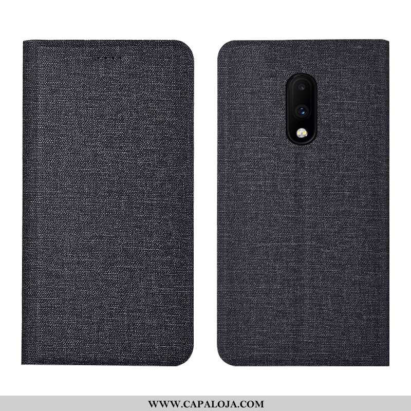 Capa Oneplus 7 Linho Cover Cases Azul, Capas Oneplus 7 Protetoras Baratos