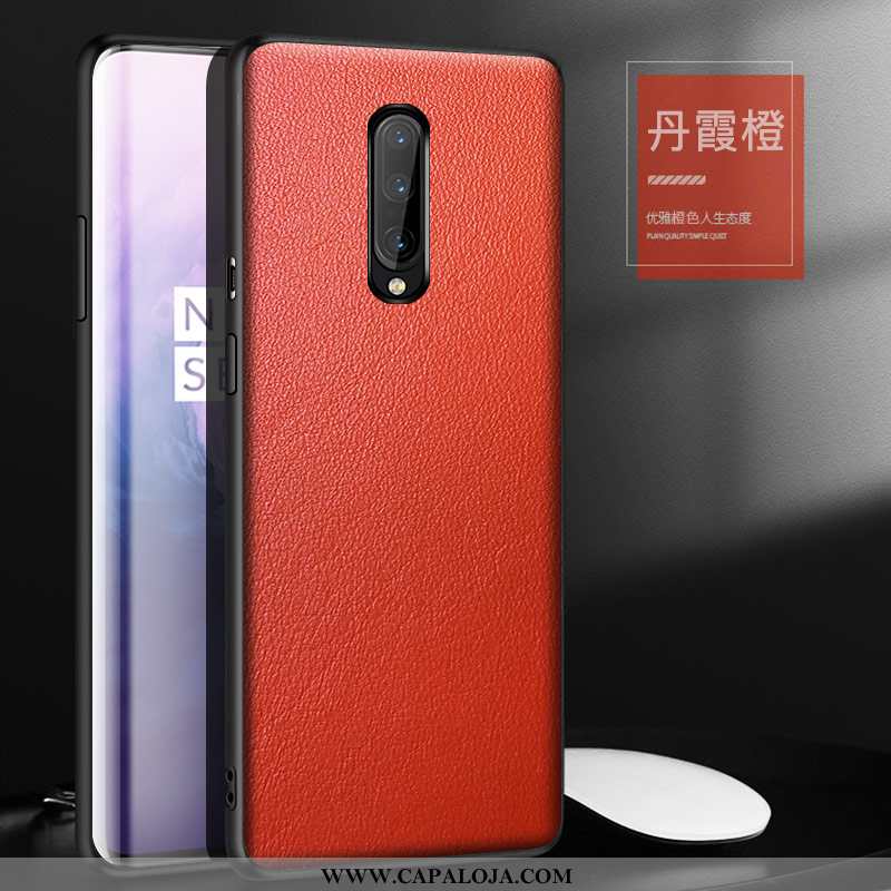 Capa Oneplus 7 Pro Personalizada Couro Feminino Telemóvel Vermelho, Capas Oneplus 7 Pro Couro Legiti