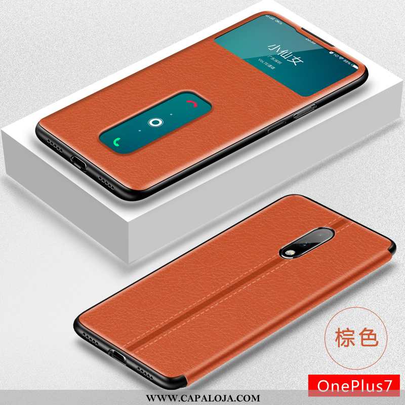 Capa Oneplus 7 Slim Super Criativas Telemóvel Castanho, Capas Oneplus 7 Couro Comprar