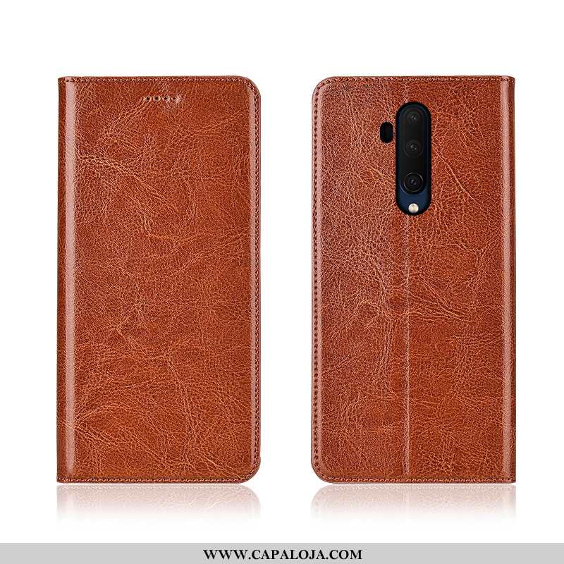 Capa Oneplus 7t Pro Couro Genuíno Soft Antiqueda Protetoras Castanho, Capas Oneplus 7t Pro Couro Bar