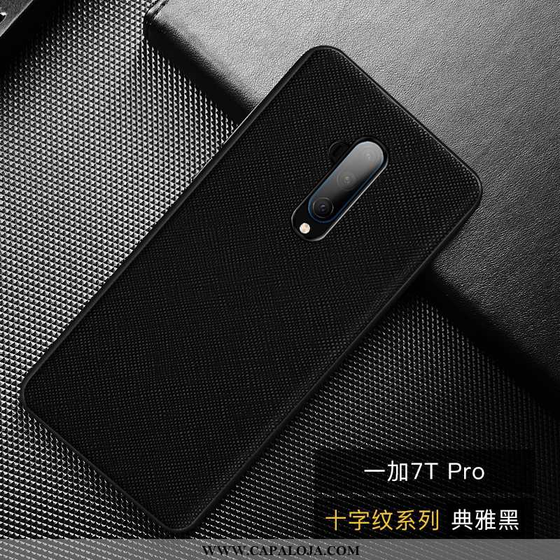 Capa Oneplus 7t Pro Protetoras Minimalista Couro Genuíno Feminino Preto, Capas Oneplus 7t Pro Person