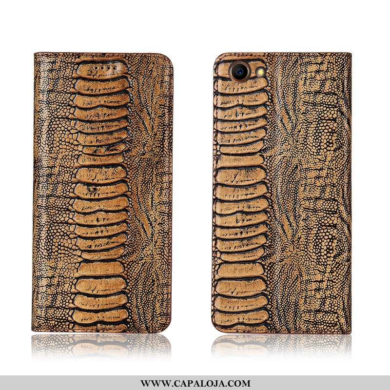 Capa Oppo A3 Couro Legitimo Cases Telemóvel Nova Castanho, Capas Oppo A3 Couro Barato