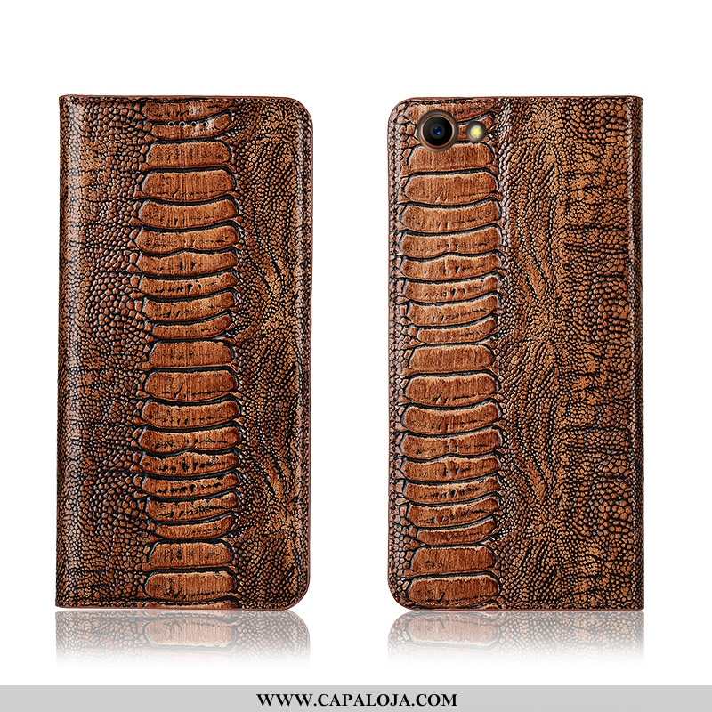 Capa Oppo A3 Couro Legitimo Cases Telemóvel Nova Castanho, Capas Oppo A3 Couro Barato