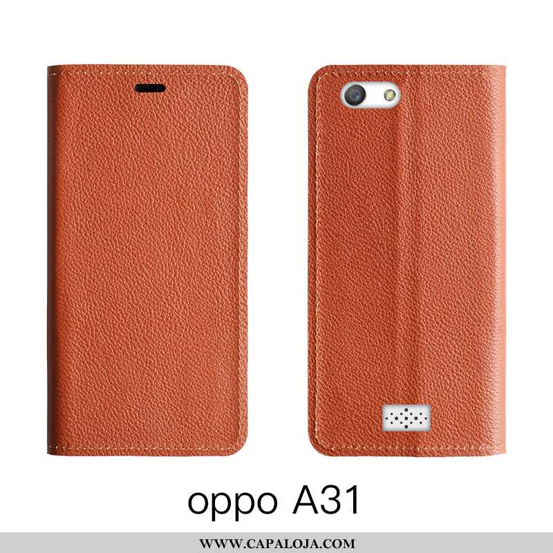 Capa Oppo A31 Couro Cases Vaca Legitimo Laranja, Capas Oppo A31 Protetoras Baratos