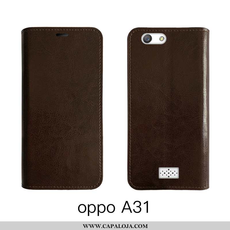 Capa Oppo A31 Protetoras Vaca Couro Cover Castanho, Capas Oppo A31 Couro Legitimo Venda